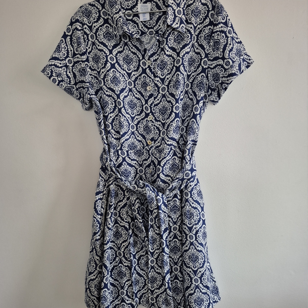 Sigrid Olsen Black and White Tie Front Midi Dress